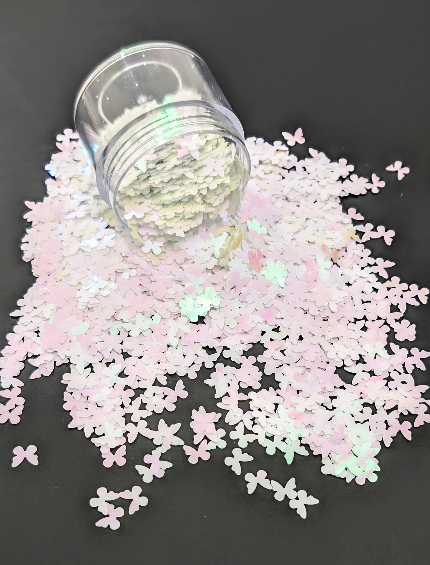 Holographic White Butterfly Shape Glitter