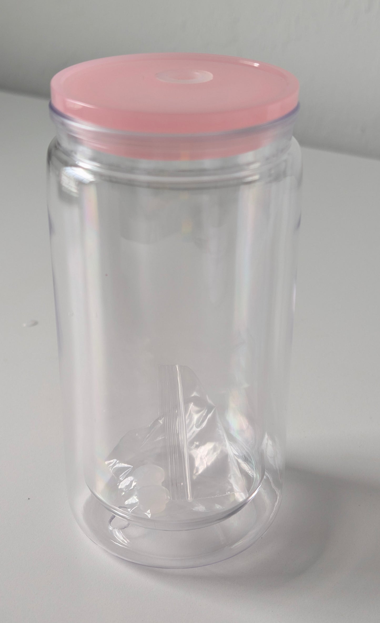 16 oz Acrylic Snow Globe Tumbler light Pink CLEARANCE