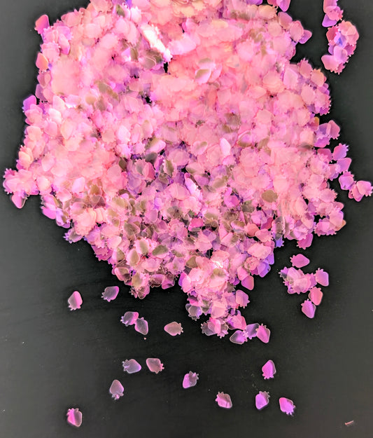 Holographic Pink Strawberry Shape Glitter