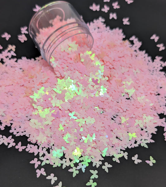 Holographic Pink 5mm Butterfly Shape Glitter