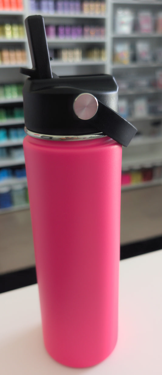 20oz Stainless Steel Bright Pink Tumbler W/ Flip Straw