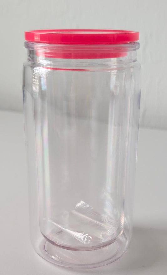 16 oz  Acrylic Snow Globe Tumbler Bright Pink CLEARANCE
