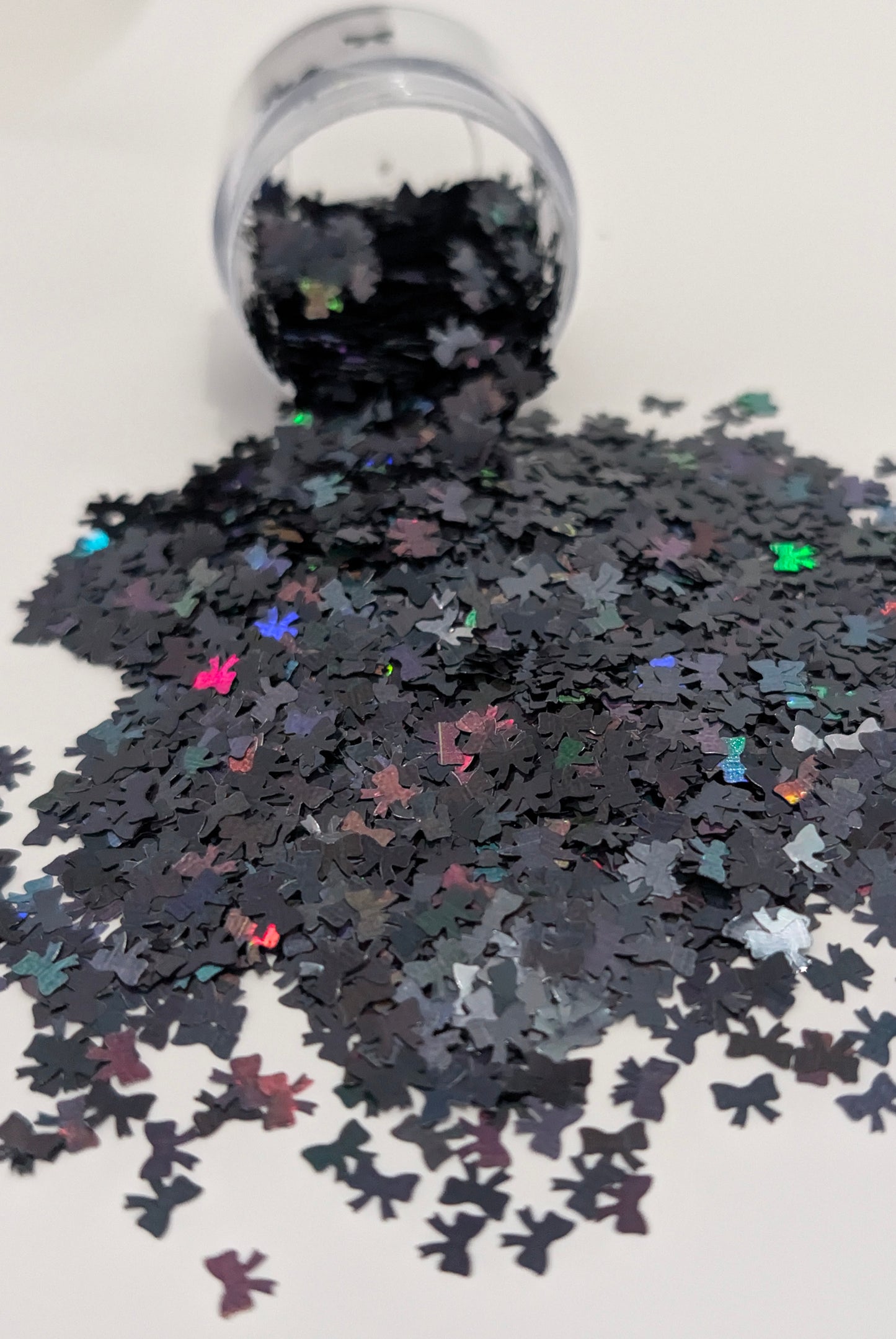 Holographic Black Bow Shape Glitter