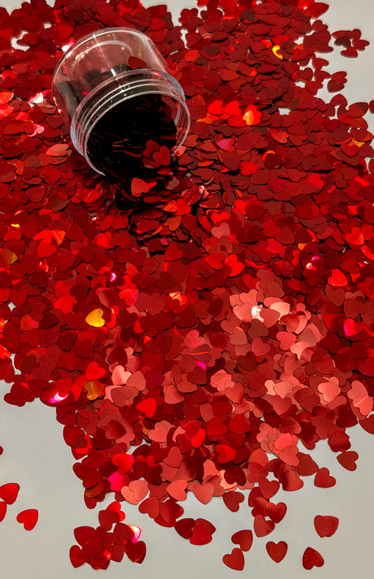 4mm Red Heart Shape Glitter