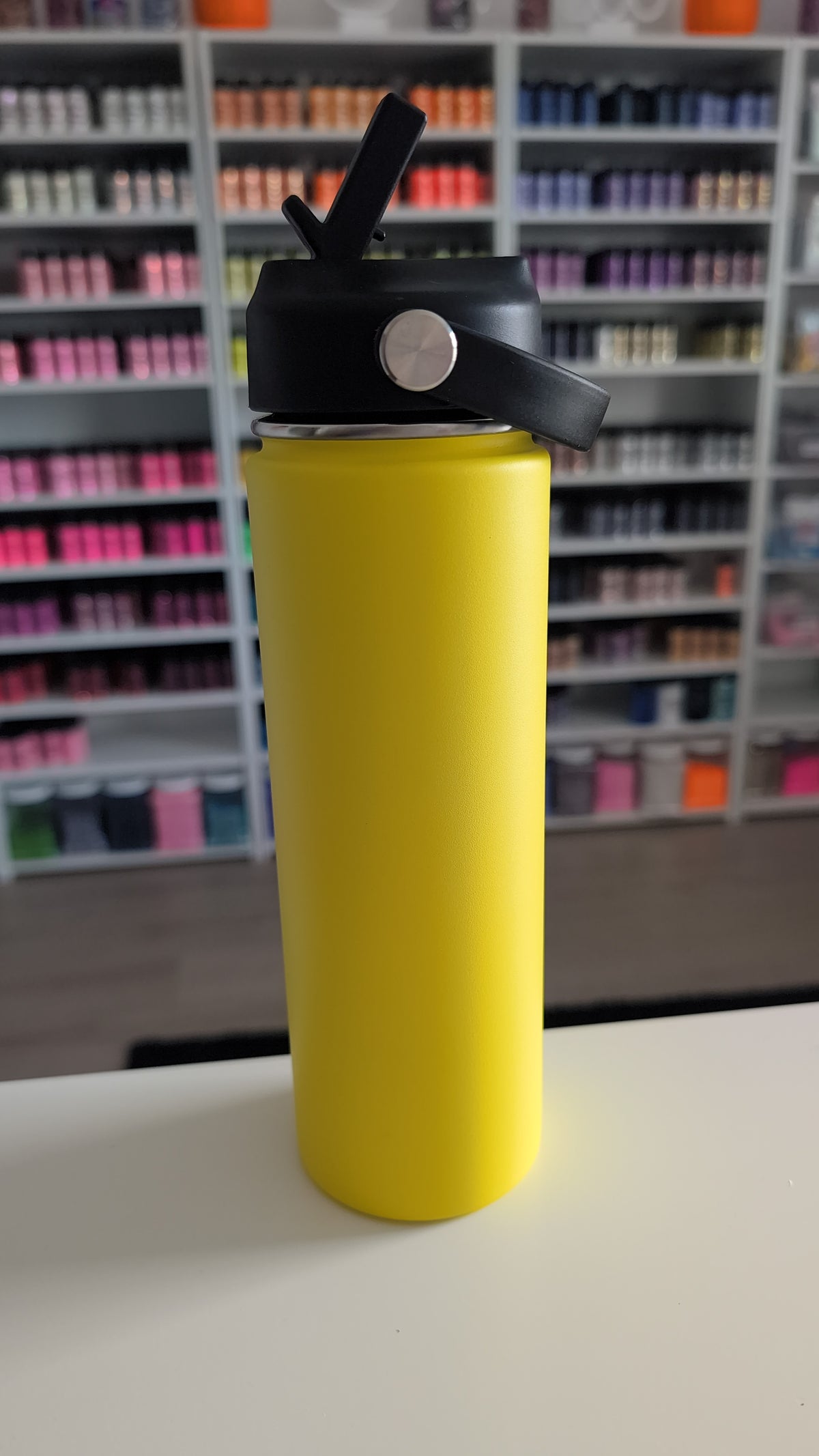 20oz Yellow Stainless Steel Tumbler W/ Flip Straw