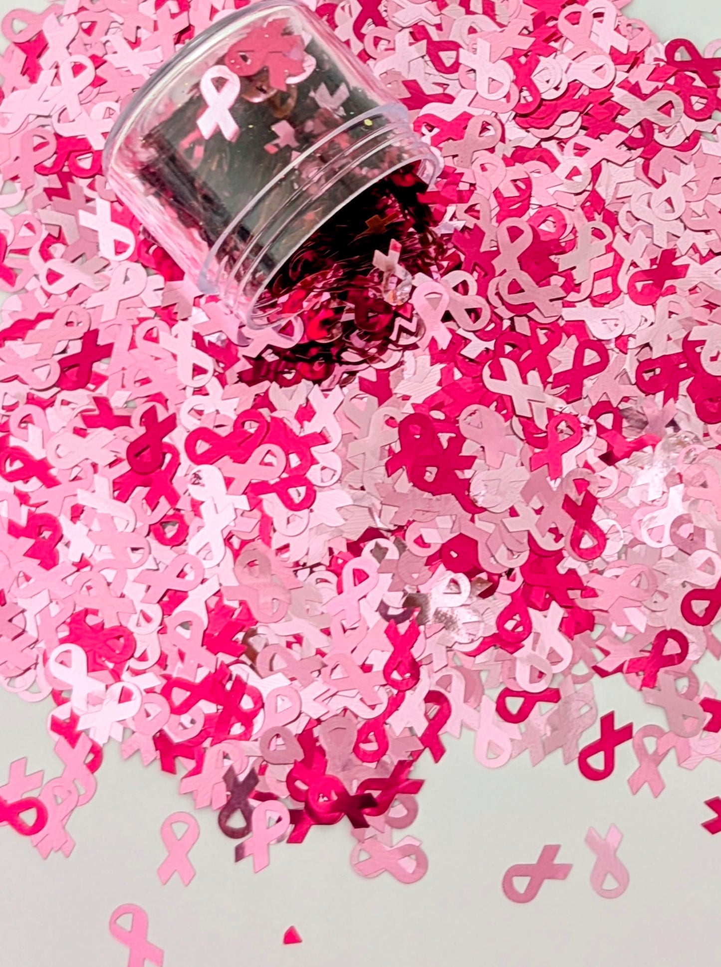 Breast Cancer Ribbon Shape Glitter