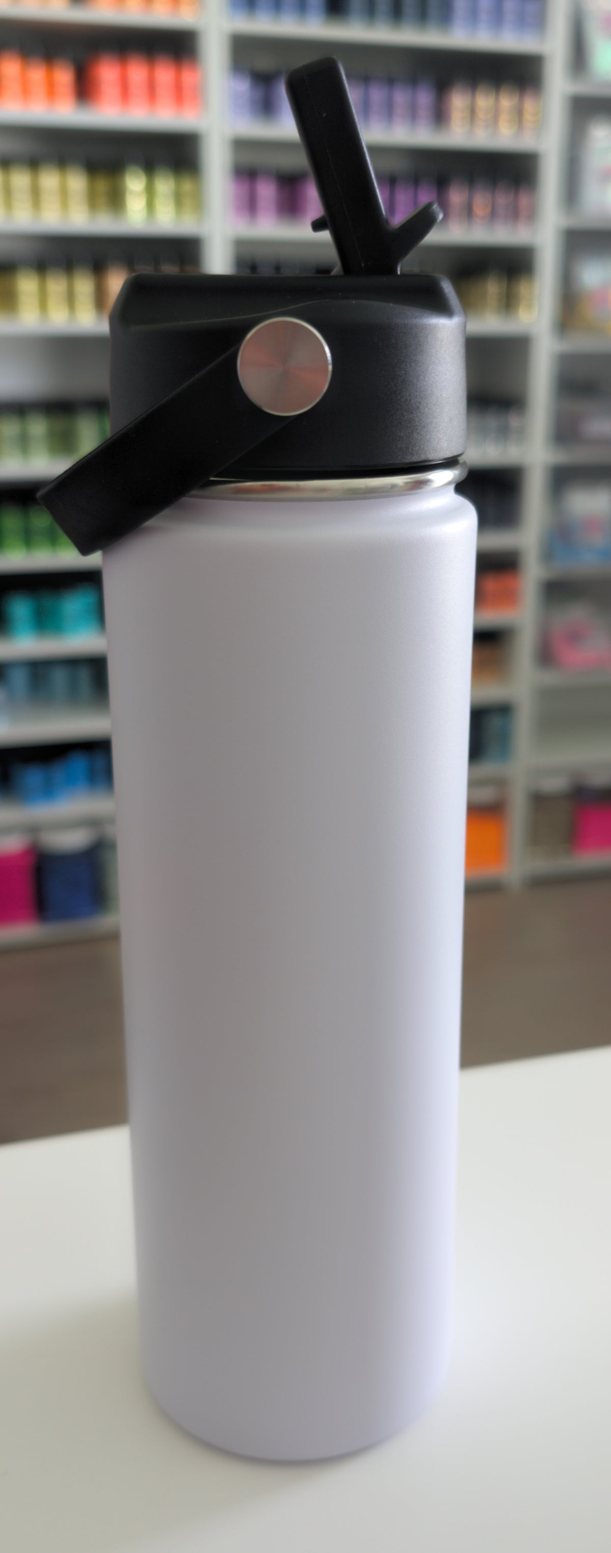 20oz Stainless Steel White Tumbler W/ Flip Straw
