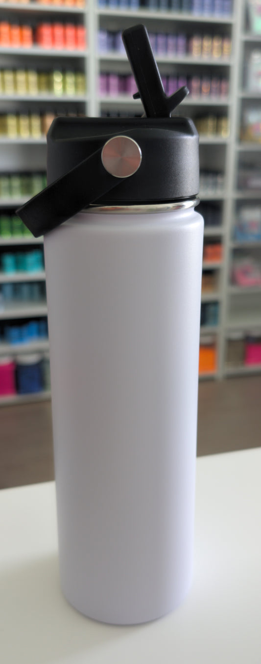 20oz Stainless Steel White Tumbler W/ Flip Straw